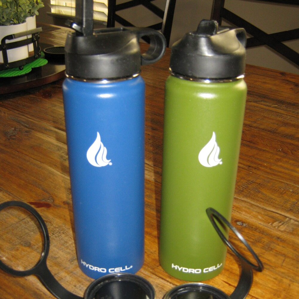 Two (2) Hydro Cell 24 ounce Navy & Army Green Insulated Water Bottle